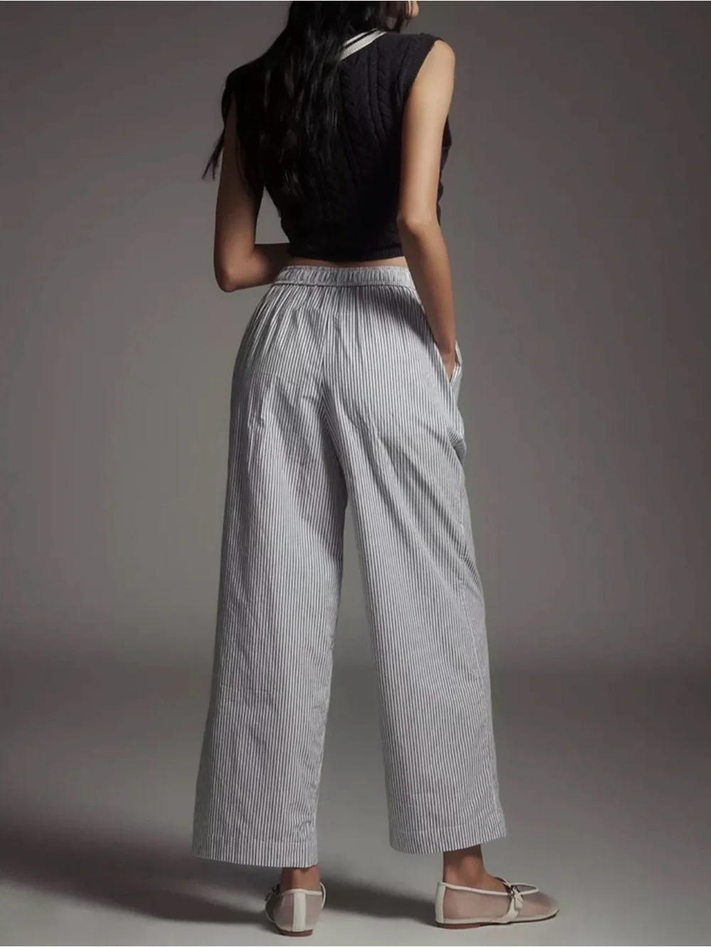 NWT Anthropologie The Wren Boxer Pant White & Navy Stripe XL - Picture 3 of 11